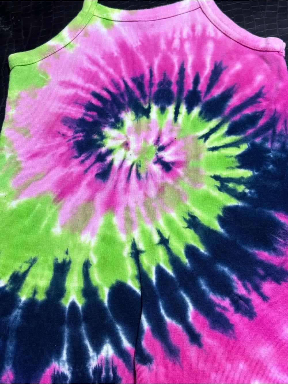 Girls Tie-Dye Ruffle Hem Tank Dress - Pink, Green, Navy
